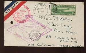 C13 Graf Zeppelin on APRIL 19 1930 First Day Card to US Consulate Paris (Cv1003) - Picture 1 of 2