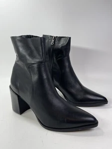 Fabianelli Genuine Leather Ankle Booties BLK Size 10 Made In Italy - Picture 1 of 7