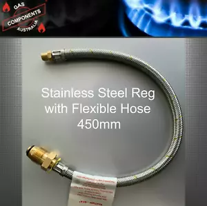 Gas Hose Stainless Steel Single Regulator Flexible Pigtail 450mm Caravan Campers - Picture 1 of 4