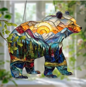 SUNCATCHER- Charming Forest Bear - 8"x7" Acrylic Window Hanging, Perfect for Ho - Picture 1 of 3