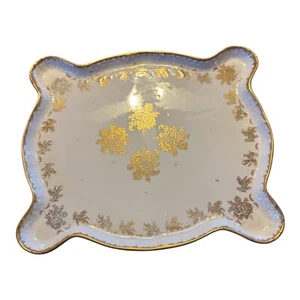 LARGE Gold Gilt Hand Painted French Porcelin Tray, Mid Century 20-inch - Picture 1 of 4