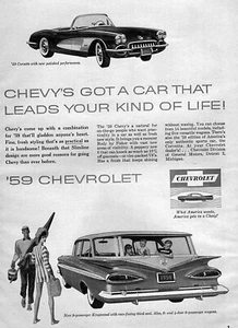 1959 Chevy Corvette & Kingswood Station Wagon Fins Original Ad - Picture 1 of 1