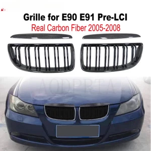 Real Carbon Fiber Front Kidney Grille for BMW 3 Series E90/M3 Pre-LCI & 2005-08 - Picture 1 of 9