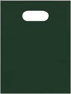Plastic Bags Shopping Dark Green Merchandise Gift 1000 12" x 15 Diecut Handles - Picture 1 of 3