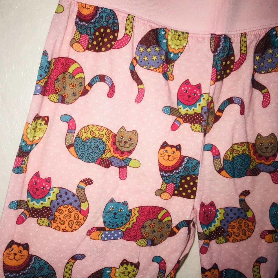 Nick & Nora Girls 2 Piece Pajama Set Large 1 0/12 Pink Cats  Kittens A4 - Image 1 of 4