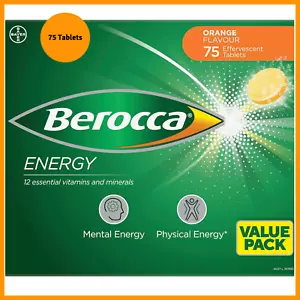 Berocca Energy Vitamin, Orange - 75 Effervescent Tablets | New Au Free Shipping - Picture 1 of 12