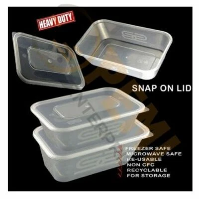 Satco Clear Plastic Food Container – Microwave Safe Meal Prep / Takeaway Box - Image 1 of 4