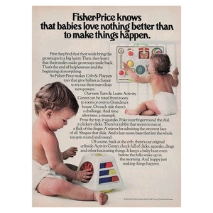 Fisher Price Kids Crib Playpen Baby Toys Vintage Magazine Print Ad 1979 - Picture 1 of 1