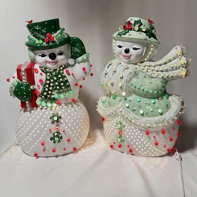 Molde de cerámica muñeco de nieve vintage años 80 - pintado a mano diciembre 1988 18" de alto RARO - LEER Foto 1 de 4