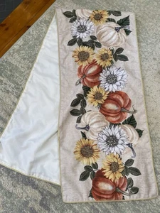 Tahari Perlen Kürbisse Sonnenblumen verziert 72" x 16" Tischläufer - Bild 1 von 8