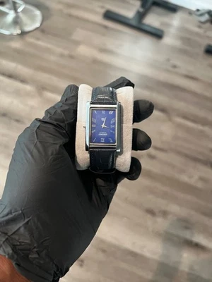 Винтажные мужские кварцевые часы Seiko синий и серебристый бак из Японии - Изображение 1 из 4