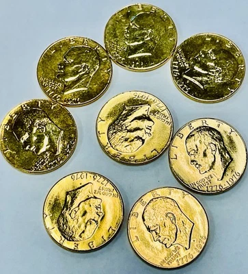 8 Gold Plated 1976 D Eisenhower Dollar Bicentennial 1776-1976. - Image 1 of 4