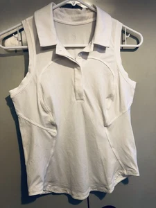 Lululemon Polo Shirt Womens Size 6 White Tennis Golf Pickleball Sleeveless Top - Picture 1 of 9