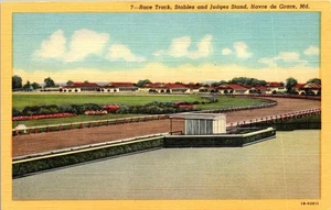 Race Track Stables And Judges Stand Havre De Grace Md Linen Postcard - Picture 1 of 4