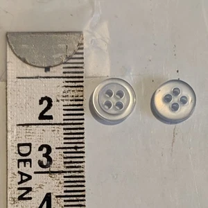2 9mm Very Pale Blue Pearlescent 4 Hole Plastic Buttons - Picture 1 of 2