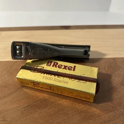 Rexel Bambi Black Mini Stapler Vintage - 1960's with Staples Great Britain.🗄️ - Image 1 of 4