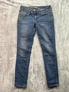 Old Navy Womens Sz 8 Reg Rockstar Skinny Stretch Denim Low Rise Whiskered Faded - Picture 1 of 13