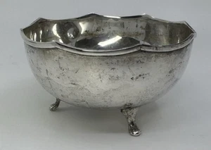 Vintage MCM Peruvian Jaguar .900 Coin Silver Footed Bowl Scalloped Rim 124.7g - Picture 1 of 15