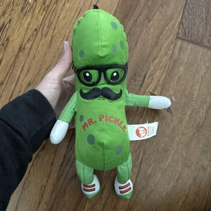 Fiesta Mr. Pickle Plush 11" Mustache Glasses Stuffed Animal Toy - Picture 1 of 5