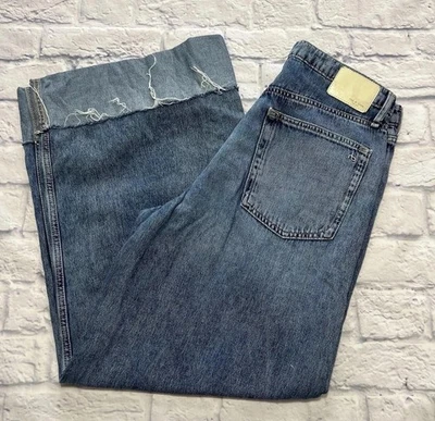 Rag & Bone Women’s Jeans Sofie High Rise Ultra Wide Crop 31x29 Distressed Blue - Image 1 of 4
