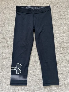 Under Armour Womens PXS Black Capri Leggings Yoga Work Out Pants - Picture 1 of 4