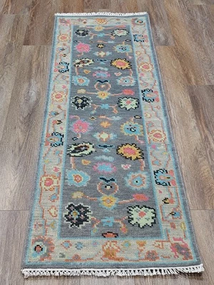 Современный турецкий ковер ручной работы Bohemian Oushak, 2x6 футов - Изображение 1 из 4