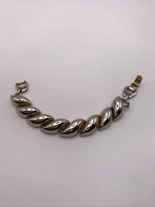 Vintage signiertes Sperry verblasstes goldfarbenes Metallkettengliedarmband 7 Zoll - Bild 1 von 5