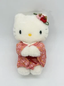 "Kimono rosa japonés Hello Kitty 2001 Sanrio Japón 7"" peluche raro" - Imagen 1 de 4