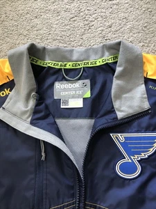Reebok ST LOUIS BLUES Men Navy Center Ice Full Zip Kinetic Fit Jacket Size L EUC - Bild 1 von 11