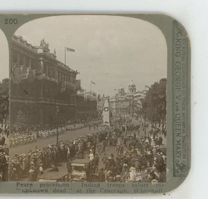 Indianer Truppen Gruß unbekannt tot Whitehall 1. Weltkrieg realistische Reisen Stereoview - Bild 1 von 2