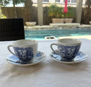 Wedgwood Countryside Blau Tassen & Untertassen 2er Set England Ironstone Vintage - Bild 1 von 11