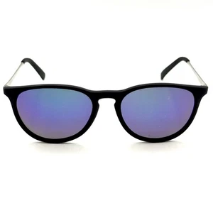 Foster Grant Designer Sonnenbrille schwarz & silberfarben Metallgestell blaue verspiegelte Gläser - Bild 1 von 10