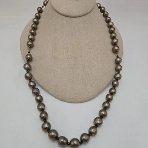 Collana Vintage Perline Vetro Finta Perla di Tahiti su Catena Filo 24" Alta Qualità - Foto 1 di 5