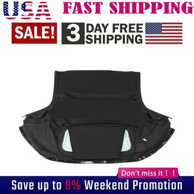 Tampo macio conversível preto com janela de vidro aquecido para Mazda MX-5 Miata  - Imagem 1 de 4