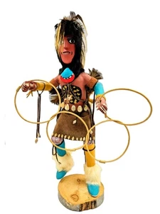 Vtg. 20" Navajo Kachina Doll Hoop Dancer Native American Artist Signed Repaired - Picture 1 of 11