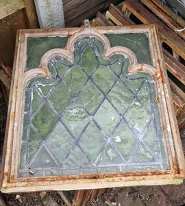 Job Lot 27 X Beautiful Antique Cast Iron Glass Windows With Lead Detailing c1910 - Picture 1 of 18