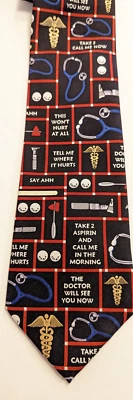 Estetoscopio médico 100 % seda Doctor Tie aspirina caduceo artefactos divertidos de museo Foto 1 de 4