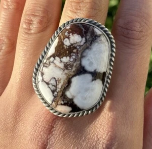 Mens Navajo 925 Sterling Silver Wild Horse Handmade Ring Size 14 Signed - Picture 1 of 12