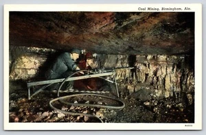 Mineros del carbón túnel estrecho perforación eléctrica Birmingham AL postal UNP lino 1930 - Imagen 1 de 2