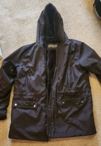 Andrew Marc Coat Womens S Faux Fur Lining Hooded Black Jacket Full Zip - Picture 1 of 18