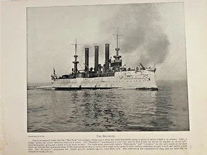 1898 Vintage Illustration Panzerkreuzer Brooklyn Spanish American War - Bild 1 von 2