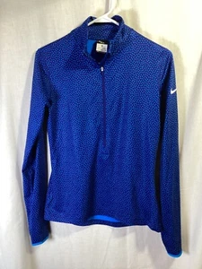 Nike Pro Dri-Fit Blue Dots Women’s Medium Long Sleeve Poly Blend Activewear Run - Picture 1 of 4