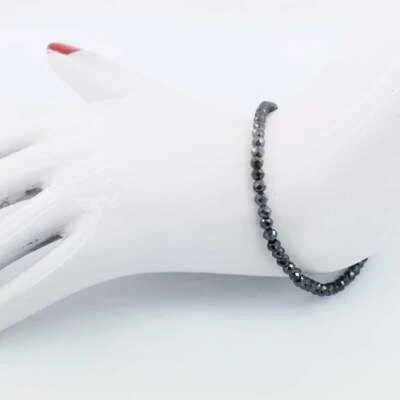 Certified 4 mm 7.50 Inches Black Diamond Carbonado Bracelet Quality AAA ! - Image 1 of 4