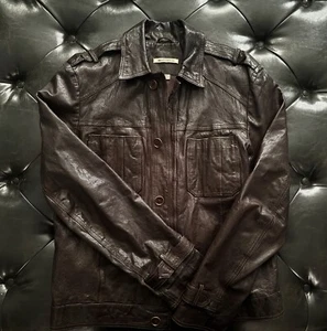 JOHN VARVATOS Lambskin Pebbled Leather Jacket ..40R Dark Brown - Picture 1 of 3