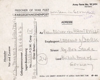 Kriegsgefangenenpost Flieger-Oberstabsingenieur ca. 1945 von Zedelgem - Ladekop - Bild 1 von 2