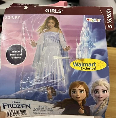 Elsa Snow Queen Halloween Costume - Girls Small 6/6X - Disney Princess - NEW - Image 1 of 2