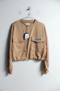 Sixth June Womens Drawstring Pocket Sweater - Beige - XS Extra Small NEW (k75) - Picture 1 of 4