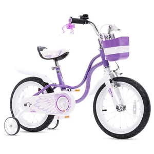 RoyalBaby Girl Bicycle 16" w/ Training Wheels & Kickstand, Swan/Purple (Used) - Picture 1 of 12