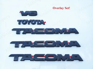 5PCS Overlay Kits Black Fit For Toyota 2005-2015 Tacoma V6 Emblem Nameplate - Picture 1 of 5
