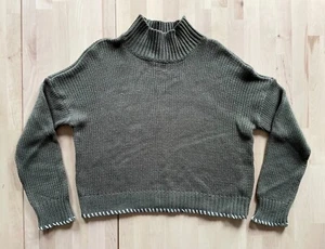 Francesca's Damenpullover olivgrün halbtransparent hochgeschlossen Größe Small - Bild 1 von 6